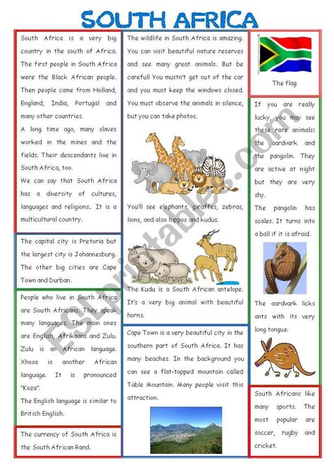 ENGLISH-SPEAKING COUNTRY (15) SOUTH AFRICA - ESL worksheet by Aimee/S.