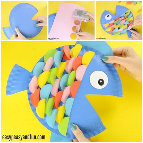 Paper Plate Fish Craft - Rainbow Paper Circles - Easy Peasy and Fun