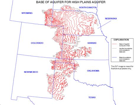 Digital Map Of Base of Aquifer for High Plains Aquifer in parts of Colorado, Kansas, Nebraska ...