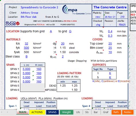 ONE-WAY SOLID RC SLAB DESIGN to EN 1992-1: 2004 - Excel Sheets