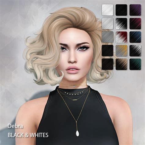 Second Life Marketplace - TRUTH HAIR Debra (Mesh Hair) - black & whites