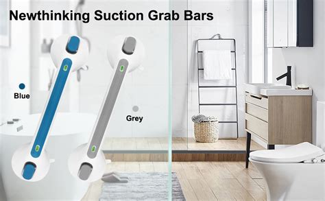 Newthinking Long Suction Grab Rail for Bathroom, 15.8inch Suction Shower Handle with Indicator ...