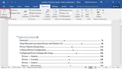 How to Insert Table of Contents in Word - TristonewaLyons