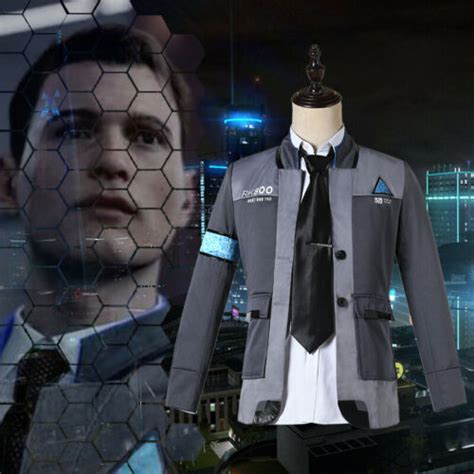 Detroit: Become Human Connor RK800 Cosplay Costume Suit Outfit Mens Coat Jacket ...