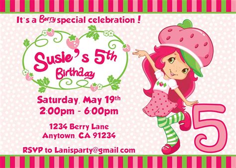 Strawberry Shortcake Invitations Free Printable | Personalized birthday ...