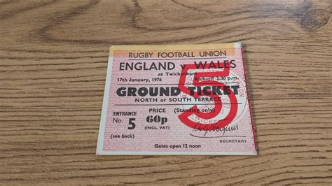 England v Wales 1976 Rugby Ticket - Rugbyreplay