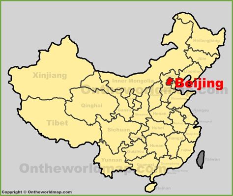 Beijing location on the China map - Ontheworldmap.com