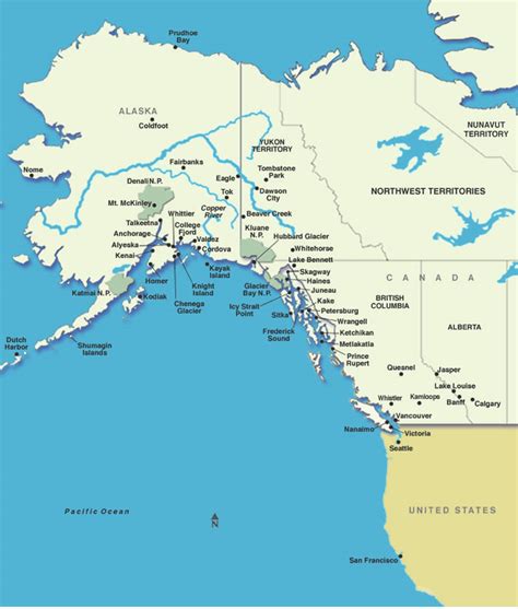 Alaska Cruises: Map of Alaska and Western Canada