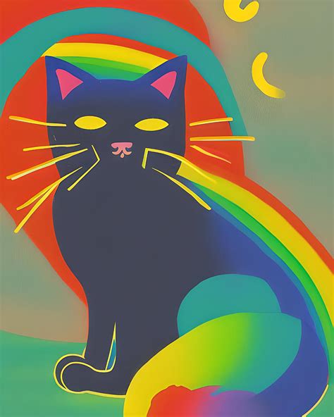 Rainbow cat Illustration Digital Art by Ervina Anandhita - Fine Art America