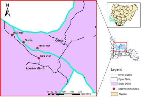 Map of Ogun State showing the local government areas (LGAs) and study ...