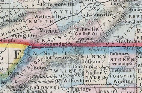 1860 County Map of Virginia and North Carolina - Etsy