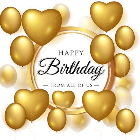 Happy birthday elegant greeting card with gold balloons | Premium Vector