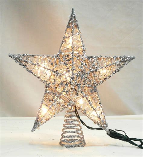 12" Lighted Glittering Silver Star Christmas Tree Topper - Clear Lights | Christmas Central