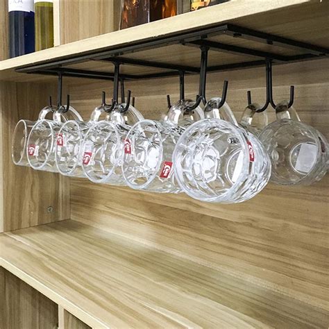 12 Hooks Under Cabinet Shelf Mugs Coffee Cups Wine Glasses Storage ...