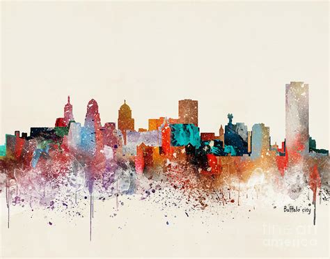 Buffalo City Skyline Painting by Bri Buckley