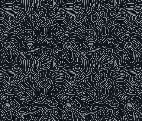 Black and White Stripes Wave Elevation Topographic Topo Map Pattern wallpaper - khaus - Spoonflower