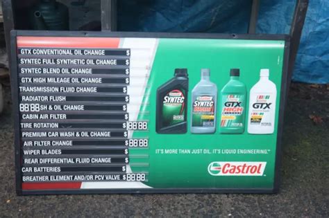 VINTAGE 40& X26& CASTROL Motor Oil Gas Station Price Board Sign Changeable $249.99 - PicClick