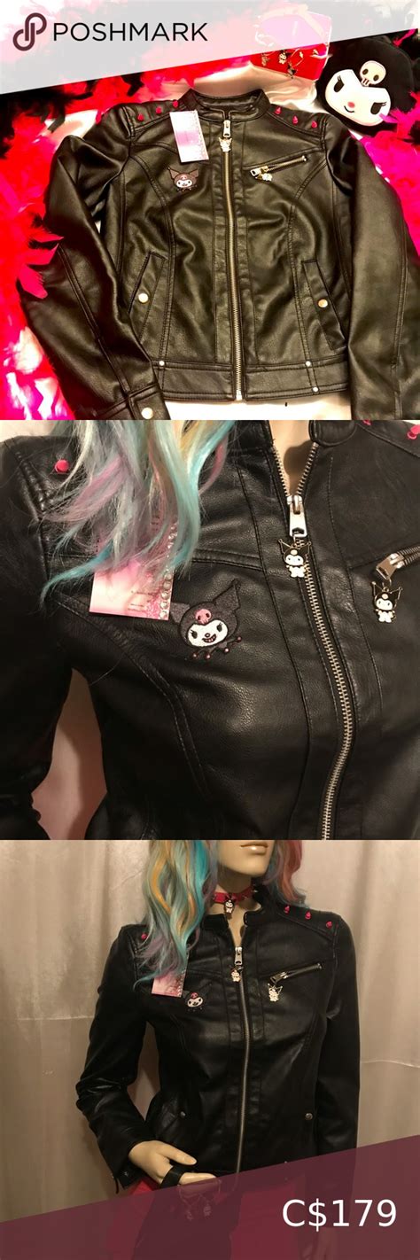 vintage y2k custom kuromi motorcycle 🏍 jacket 👿chocker and Sanrio earrings 💕 in 2023 | Clothes ...