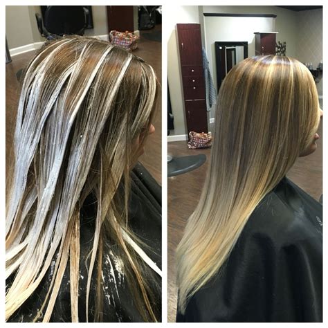 Balayage highylights processing and after. | Blonde hair looks, Hair color techniques, Balayage ...