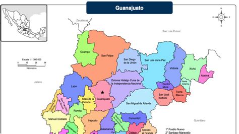 Mapa de Guanajuato con nombres a color | PDF | Unión Guanajuato