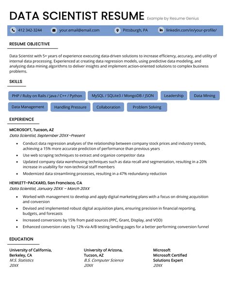 Data Scientist Resume Example & Writing Tips for 2024