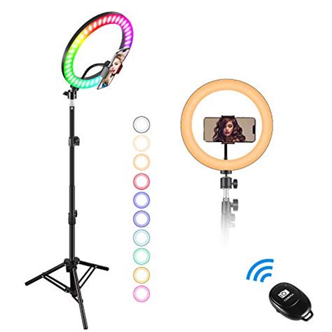 10″ Ring Light with Stand, Color Changing RGB LED Ring Light with Two ...