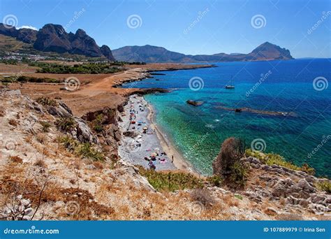 Trapani Province Sicily Italy - Sea Bay and Beach View from Coastline between San Vito Lo Capo ...