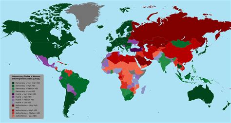 I made a map combining Democracy Index and Human Development Index (2021) : r/Maps