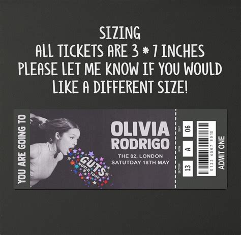 Guts Tour Ticket, Olivia Rodrigo Tour Ticket, Guts World Tour, Concert ...