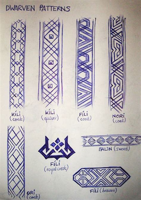 "Some Dwarven patterns inspired by the wonderful Hobbit artbooks… Because I need a selection of ...