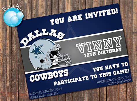 Dallas Cowboys Team Invitation Digital by BolleBluParty on Etsy