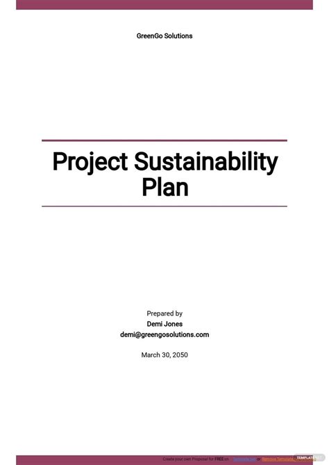 Sustainability Plan Template - Google Docs, Word, Apple Pages ...