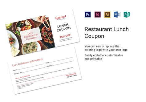 Restaurant Lunch Coupon Template in PSD, Word, Publisher, Illustrator, InDesign, Apple Pages