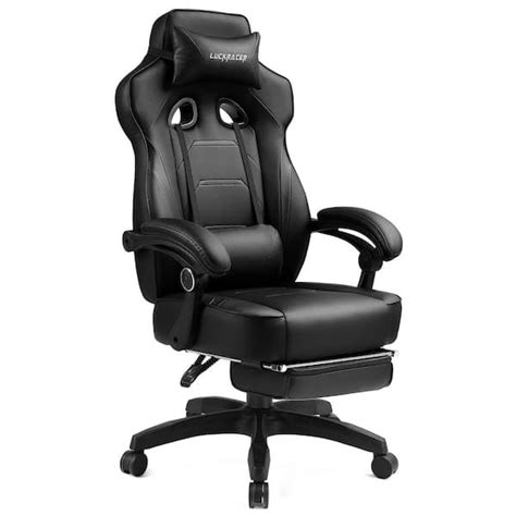 Lucklife Footrest Office Desk Chair Ergonomic Gaming Chair Black PU ...