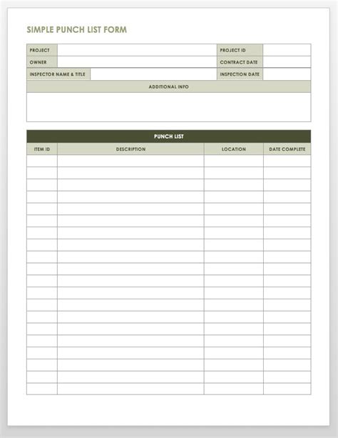 Construction Punch List Template – emmamcintyrephotography.com