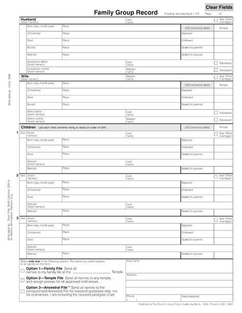 Family Tree Template: Family Tree Record Forms