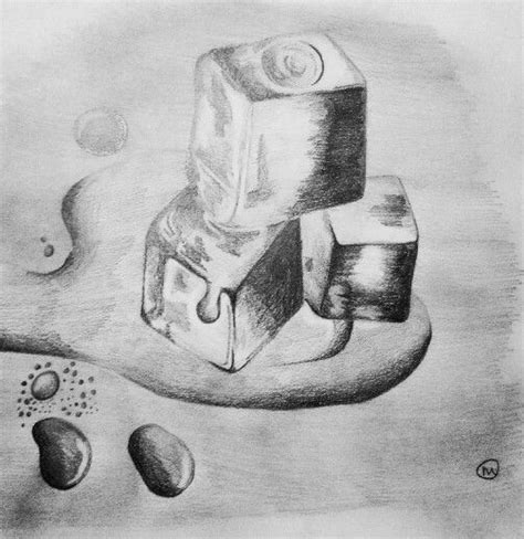 AS Level Art coursework. Pencil drawing of melting ice cubes (Megan ...