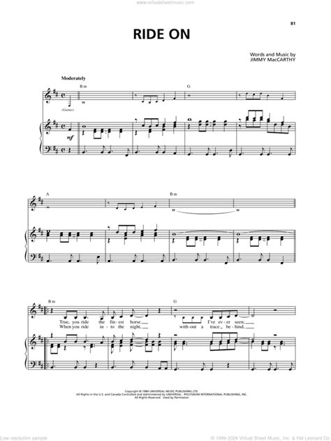 Ride On sheet music for voice and piano (PDF)