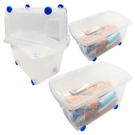 Wheelie Plastic Storage Box with Lid & Built In Wheels