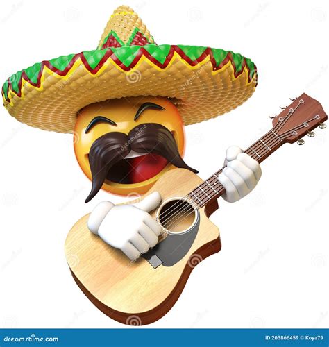 Mexican Emoji With Hat And Maracas Character Cartoon Vector | CartoonDealer.com #145877355