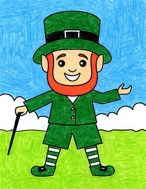 Easy How to Draw a Leprechaun Tutorial Video and Coloring Page