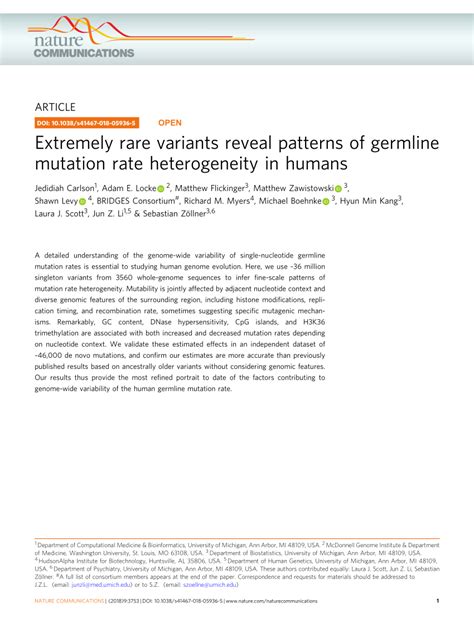 (PDF) Extremely rare variants reveal patterns of germline mutation rate heterogeneity in humans