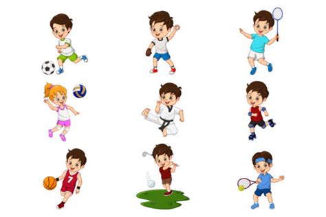 Cartoon Kids Playing Sports Collection Graphic by mimosa-studio · Creative Fabrica