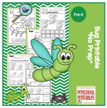 Bug Printable "No Prep" Color and trace the bugs-ant, ladybug, fly, butterfly, caterpillar, bee ...