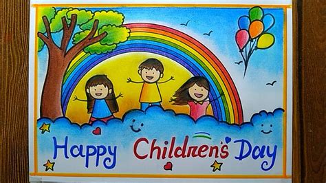 Children's day drawing easy step| Happy Children's Day Poster drawing| Easy drawing - YouTube