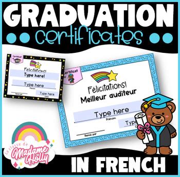 FRENCH End of Year Certificates / Graduation by La classe de Madame Holly