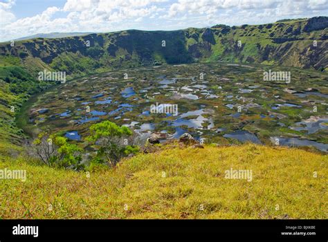 Rano Raraku volcano, Easter Island, Chile Stock Photo - Alamy