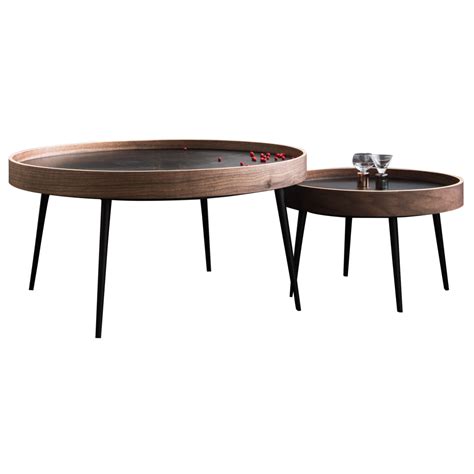 Wooden and metal trundle table Altas - Modern round Low tables