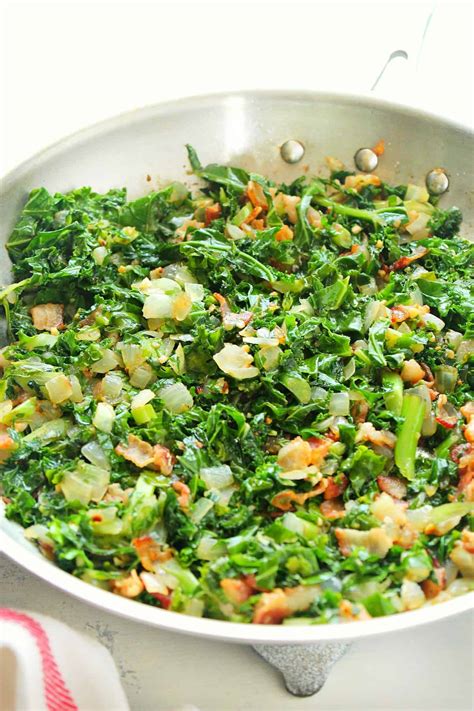 Sauteed Kale with Bacon - Crunchy Creamy Sweet