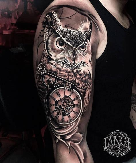 12+ Best Owl and Clock Tattoo Ideas | Tatueringsidéer, Armtatueringar ...